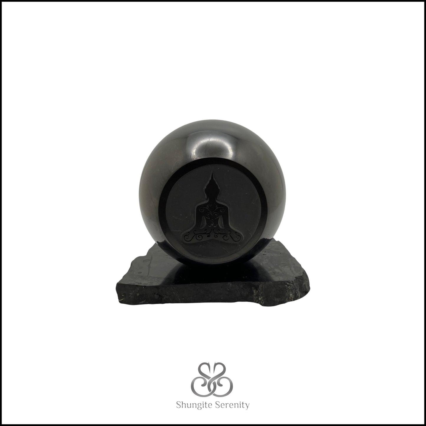 Shungite Buddha Sphere w/ Shungite Stand