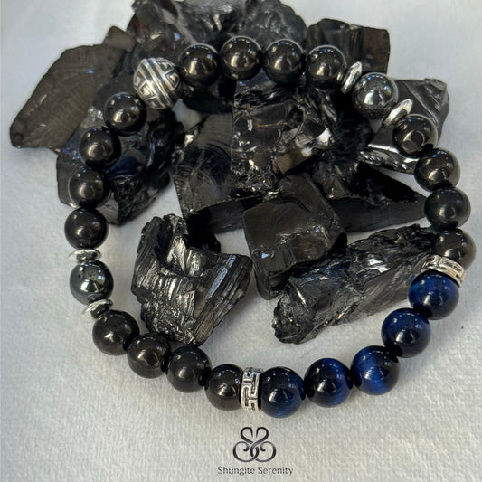 Men’s Shungite & Blue Tiger Shungite Serenity Bracelet