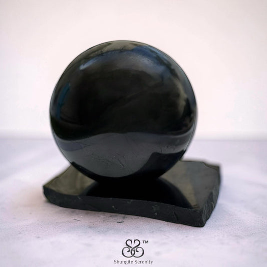 Shungite Sphere with Shungite Stand